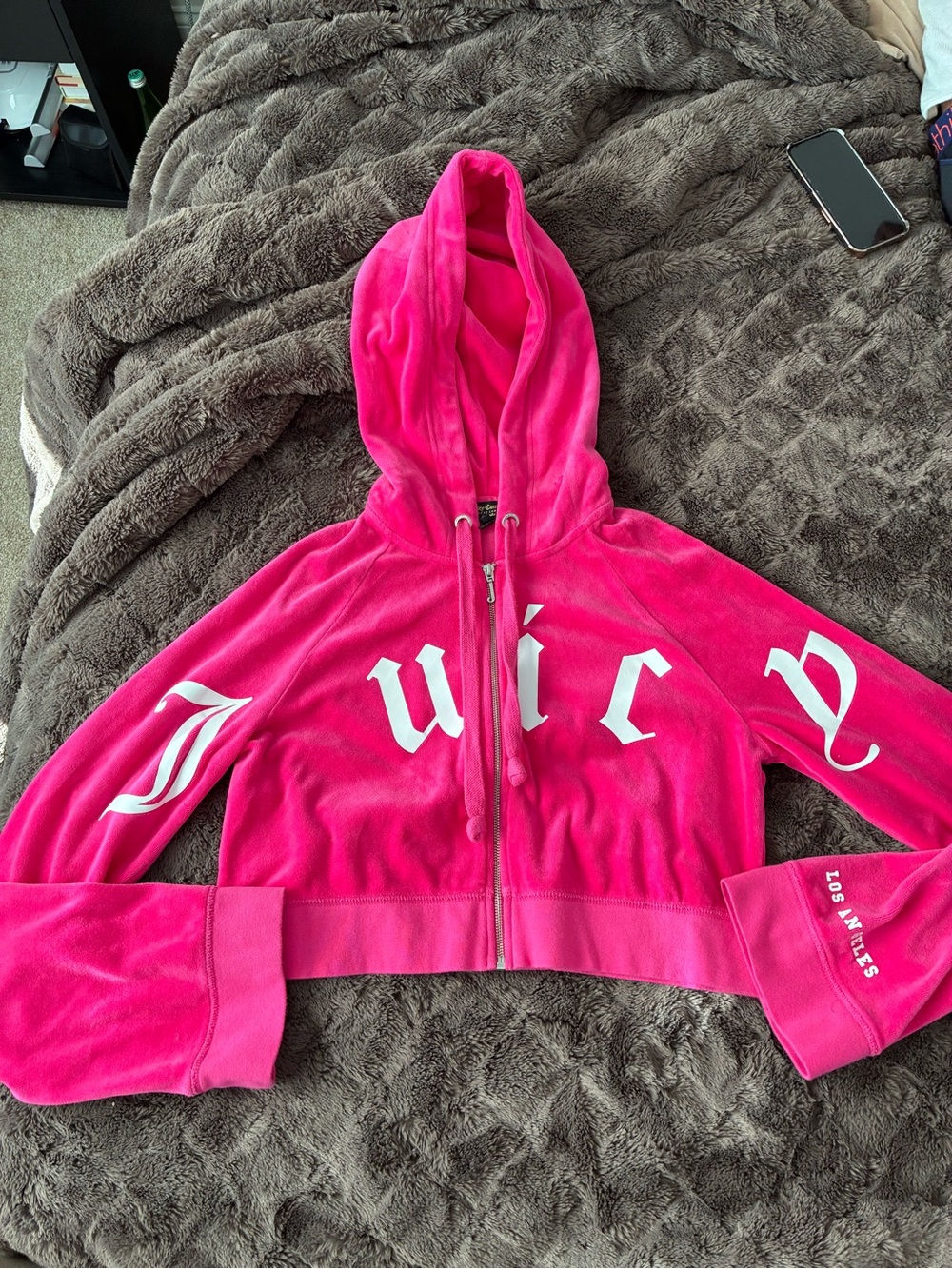 Juicy Couture Hot Pink Velour Zip Hoodie - Girls